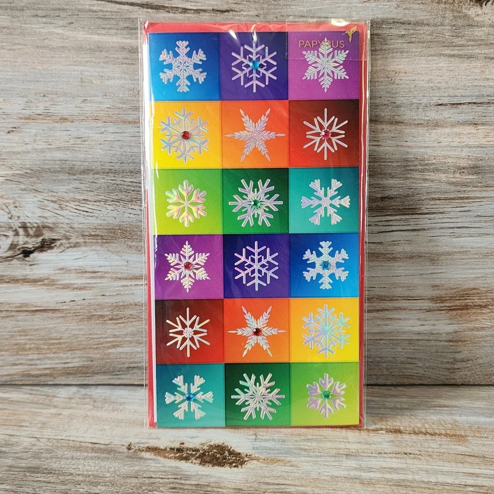 Papyrus Holiday Christmas Cards Rainbow Snowflake Gems Foil Gold 07026710